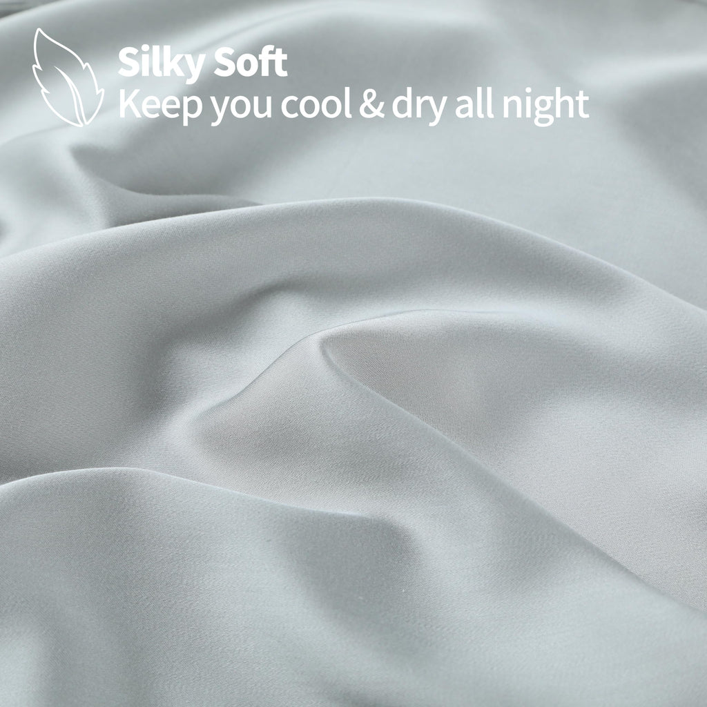 Bamboo Viscose Cooling Fitted Sheet King Size Only, 400 Thread Count, 16'' Deep Pocket Cooling Bottom Sheets For Hot Sleeper, Si