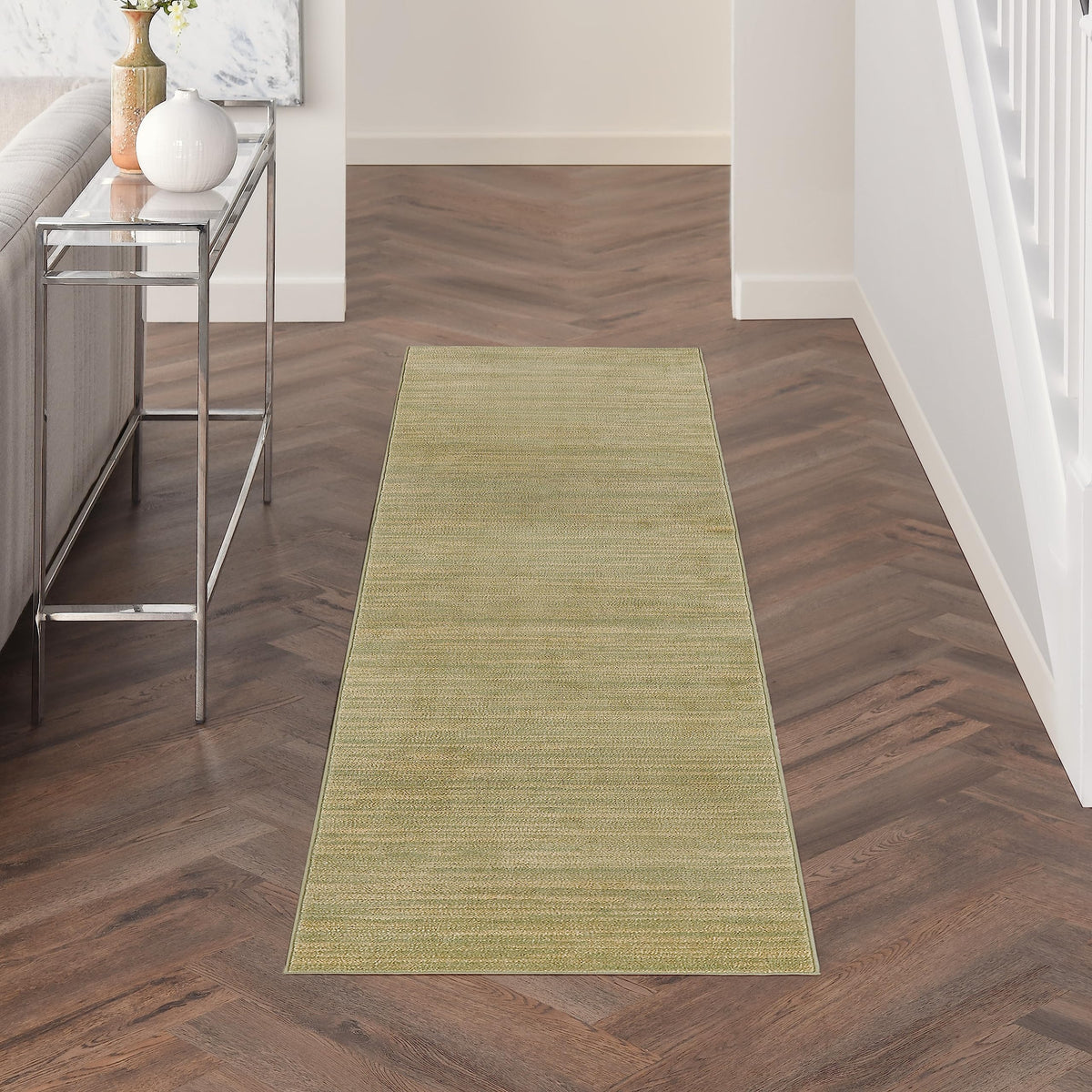 Nourison Essentials Indoor/Outdoor Green Gold 2'2' X 10' Area Rug, Easy Cleaning, Non Shedding, Bed Room, Living Room, Dining Room, Backyard, Deck, Patio (2X10)