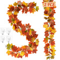 2 Pack Fall Decor, 11.8FT Fall Garland for Mantle, Fall Decorations for Home, Fall Leaves Garland, Thanksgiving Garland, Artific