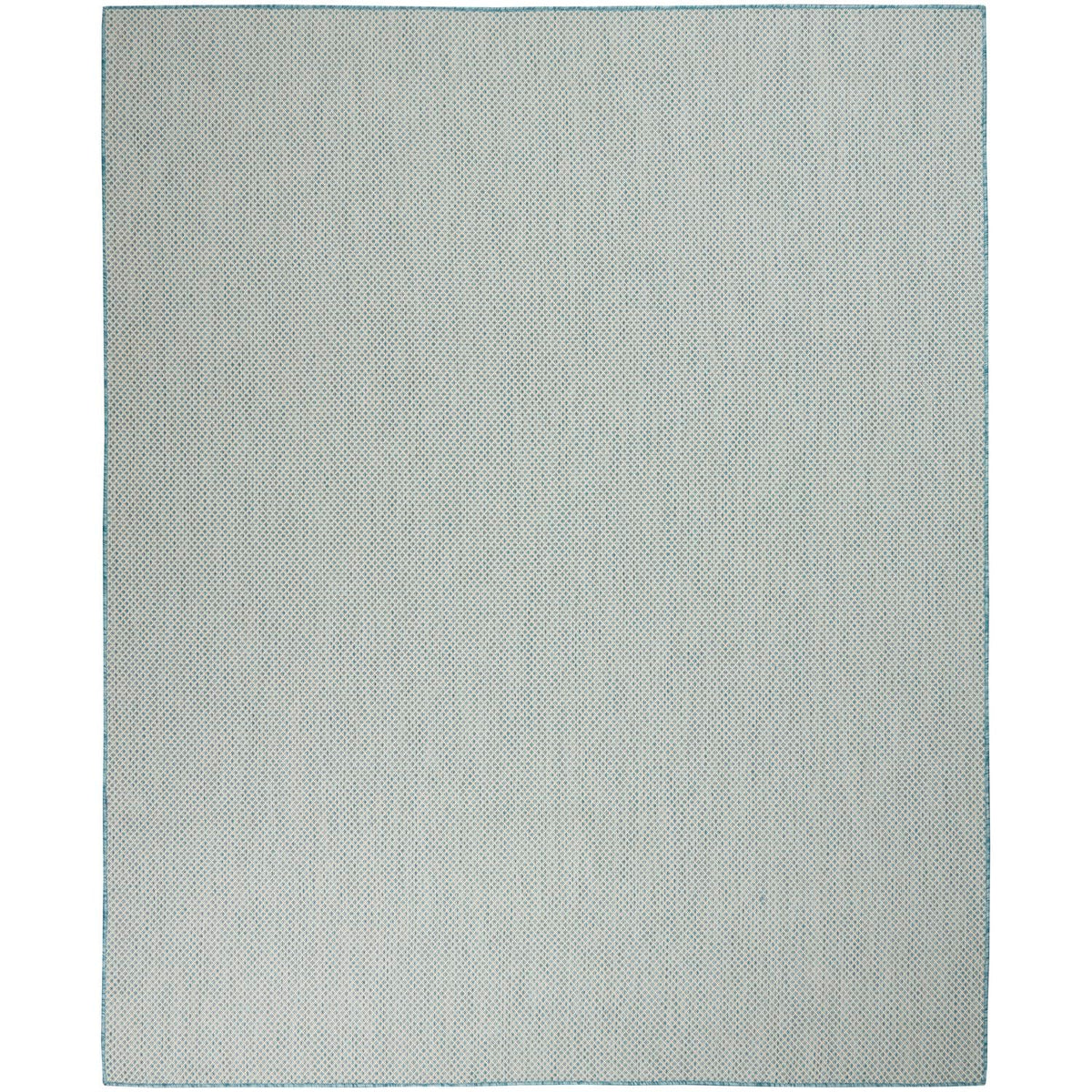 Nourison Courtyard Indoor/Outdoor Ivory Aqua 8' X 10' Area Rug, Geometric, Easy Cleaning, Non Shedding, Bed Room, Living Room, D