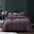 Ecocott Purple Duvet Cover Twin Size - 100% Washed Cotton Durable Soft Comfy Duvet Cover Set, 3 Pieces Duvet Cover With Zipper C