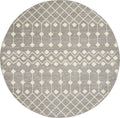 Nourison Grafix Moroccan Grey 5'3' X Round Area Rug, Easy Cleaning, Non Shedding, Bed Room, Living Room, Dining Room, Kitchen (