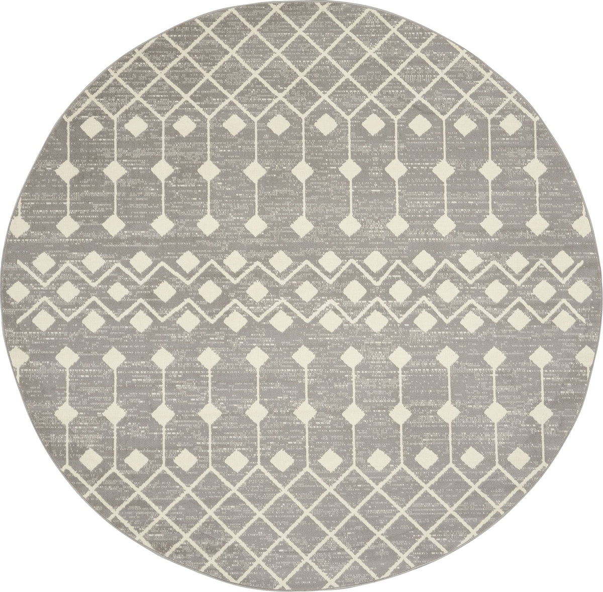 Nourison Grafix Moroccan Grey 5'3' X Round Area Rug, Easy Cleaning, Non Shedding, Bed Room, Living Room, Dining Room, Kitchen (