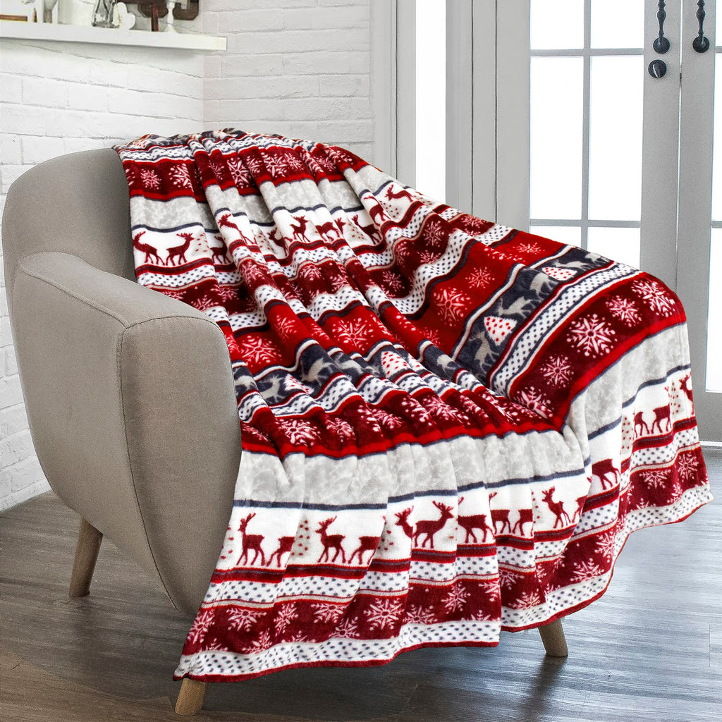 PAVILIA Christmas Throw Blanket | Holiday Christmas Reindeer Snowflakes Fleece Blanket | Soft, Plush, Warm Winter Cabin Throw, 5