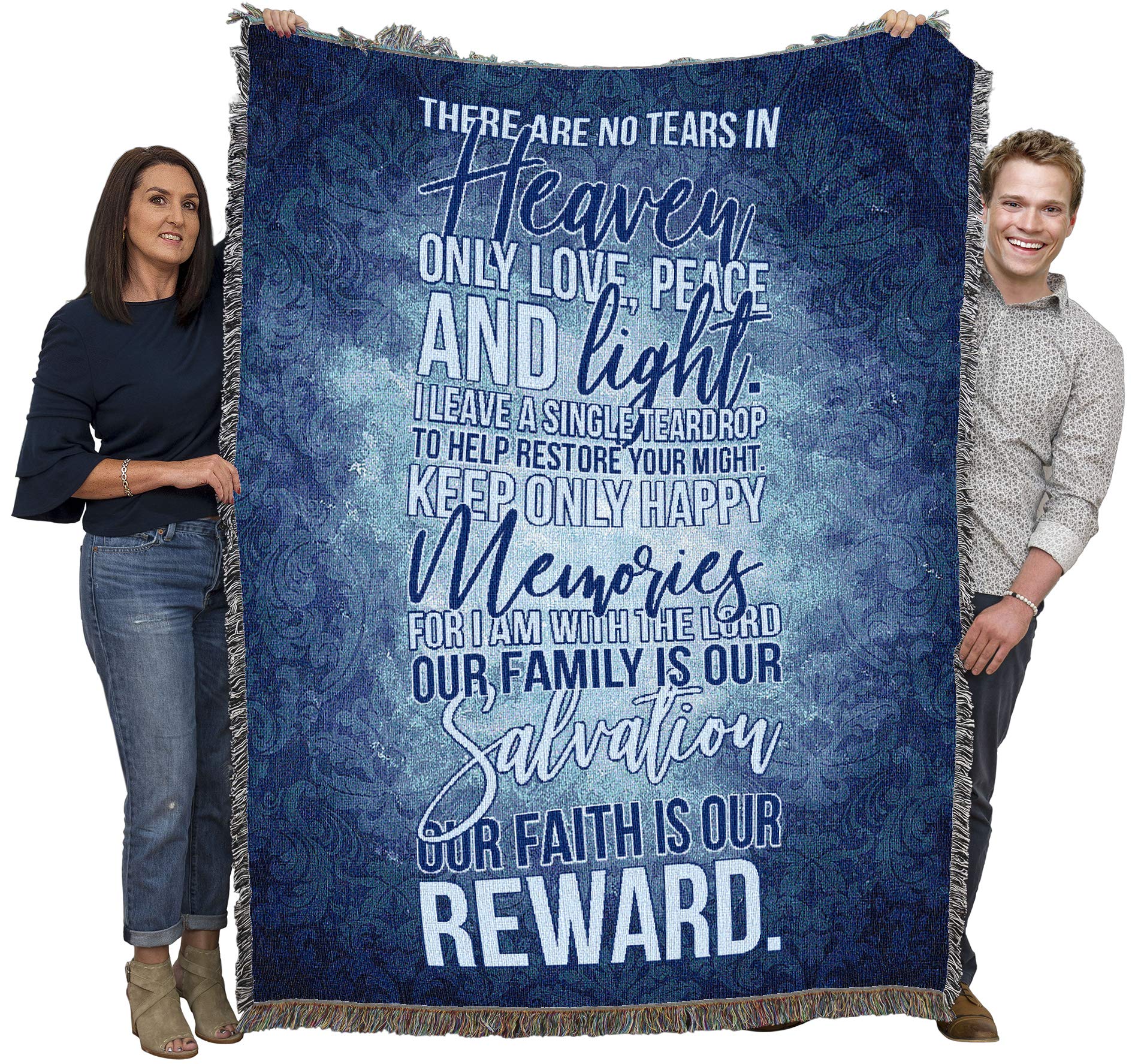 There Are No Tears In Heaven - Sympathy Bereavement Gift Tapestry Throw Woven From Cotton - Made In The Usa (72X54)
