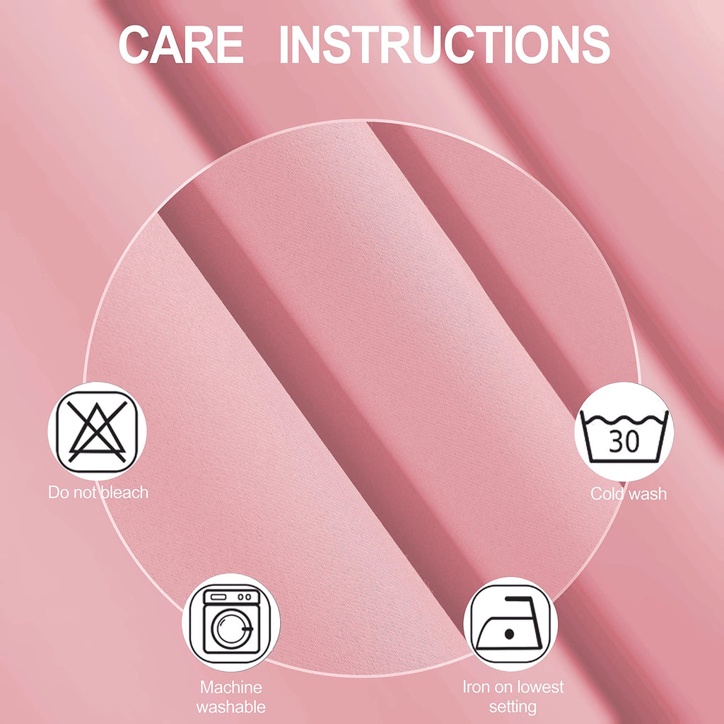 Lemomo 100% Blackout Curtains 52 X 95 Inch/Pink Curtains 2 Panels With Black Lining Room Darkening Thermal Insulated Bedroom Cur