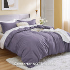 Bedsure Grayish Purple Duvet Cover Full Size - Soft Double Brushed Duvet Cover For Kids With Zipper Closure, 3 Pieces, Includes