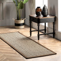 nuLOOM 2x6 Elijah Seagrass Area Rug, Brown, Solid Farmhouse Style, Cotton Bordered, Basketweave, Natural Fiber, For Bedroom, Din