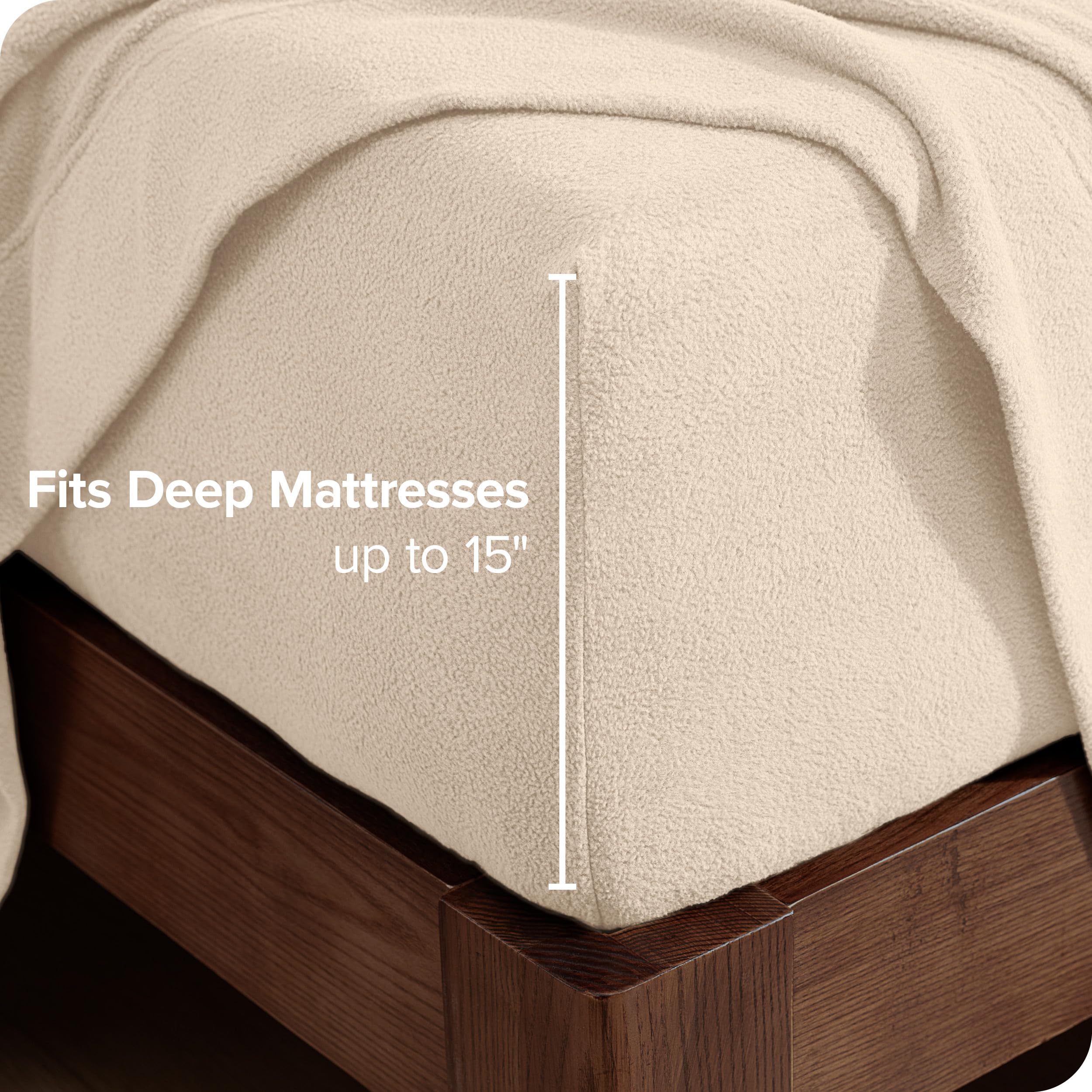 Bare Home Super Soft Fleece Fitted Sheet - King Size - Extra Plush Polar Fleece - Deep Pocket - All Season Cozy Warmth (King, Sa