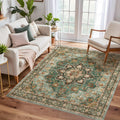 TOPRUUG Green Washable Entry Rug - 4x4 Area Rugs for Kitchen Bedroom Bedside Bathroom Entryway Non Slip with Rubber Backing Low 