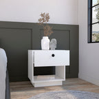 Single Drawer Nightstand 19&Quot; H With Open Storage Shelf, White