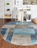 Unique Loom Autumn Collection Area Rug - Providence (7' 10'' Round, Blue Gray/ Light Brown)