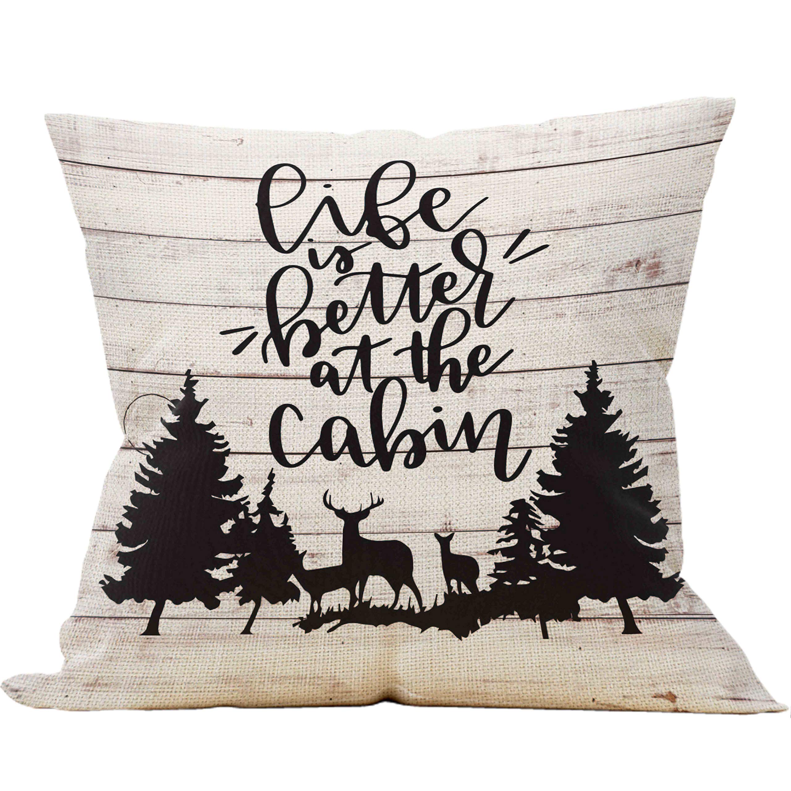 Mancheng-Zi Hunting Pillow Covers 18X18, Mountain Pillow, Deer Pillow, Rustic Throw Pillows,Rustic Pillow Cover,Hunting Decor,Sh