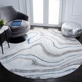 SAFAVIEH Craft Collection 67 Round Grey/Blue CFT819N Modern Abstract Non-Shedding Dining Room Entryway Foyer Living Room Bedroo