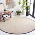 SAFAVIEH Natural Fiber Collection Area Rug - 4 Round, Marble & Dark Grey, Border Sisal Design, Easy Care, Ideal for High Traffi