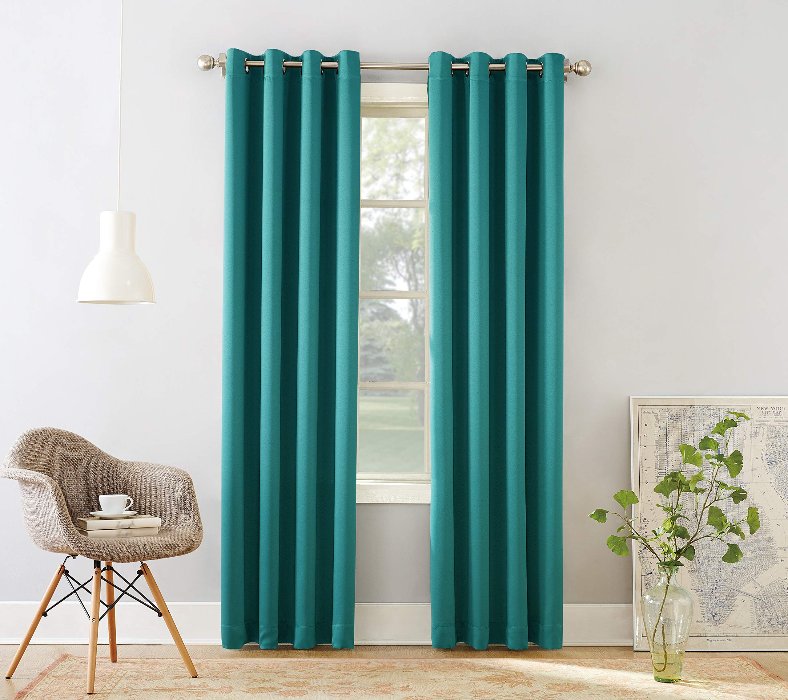 Sun Zero Barrow 2-Pack Energy Saving Grommet Curtain Panel Pair, 54'' X 95, Marine Blue