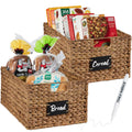 Best Choice Products Pantry Baskets Set of 2 16x12in Water Hyacinth Storage Baskets, Woven Wicker Kitchen Organizers with handle