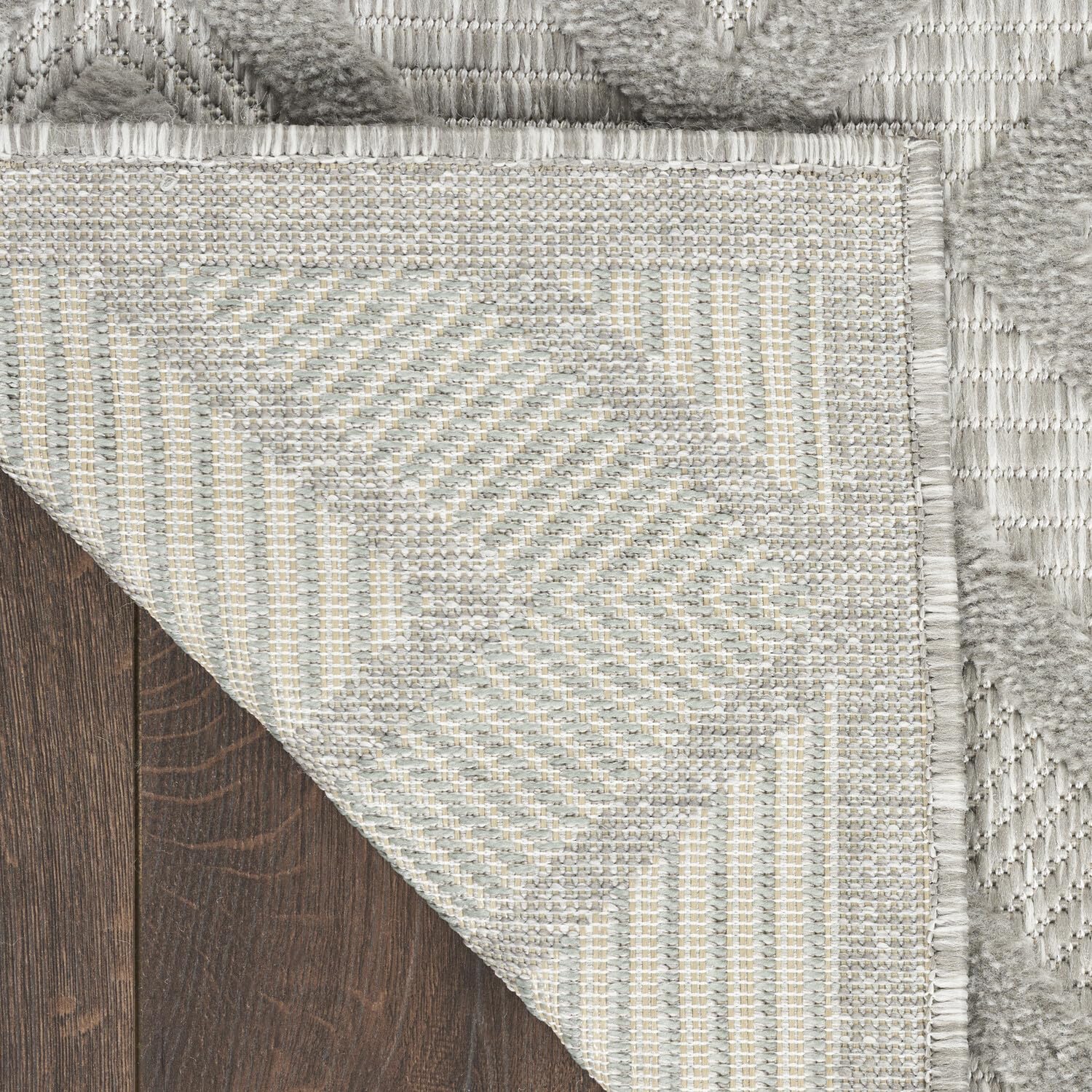 Nourison Versatile Indoor/Outdoor Silver Grey 6' X 9' Area Rug, Moroccan, Modern, Bedroom, Living Room, Backyard, Deck, Patio, Easy Clean, Non Shedding (6X9)