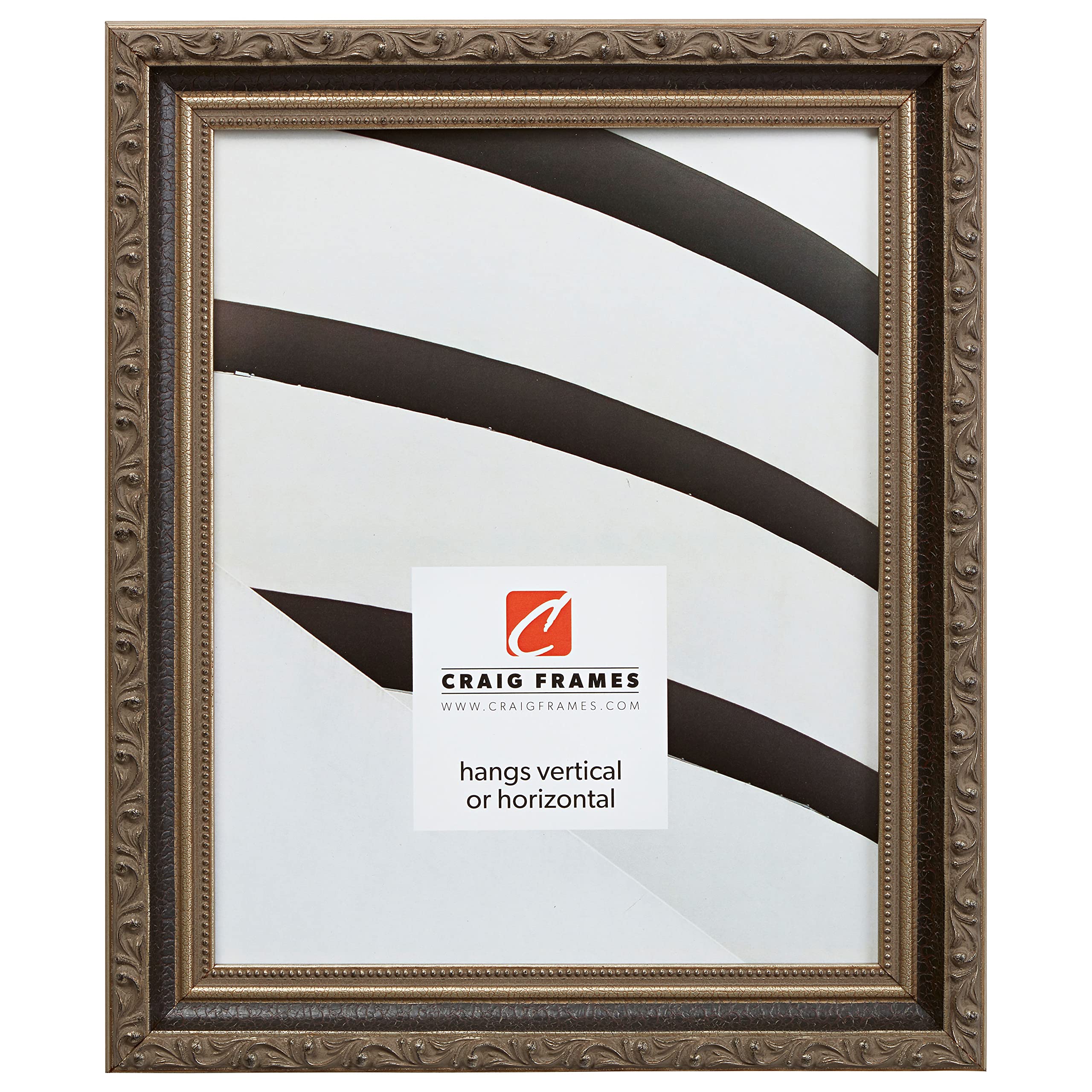 Craig Frames Regence, 14x22 Picture Frame, Black & Silver