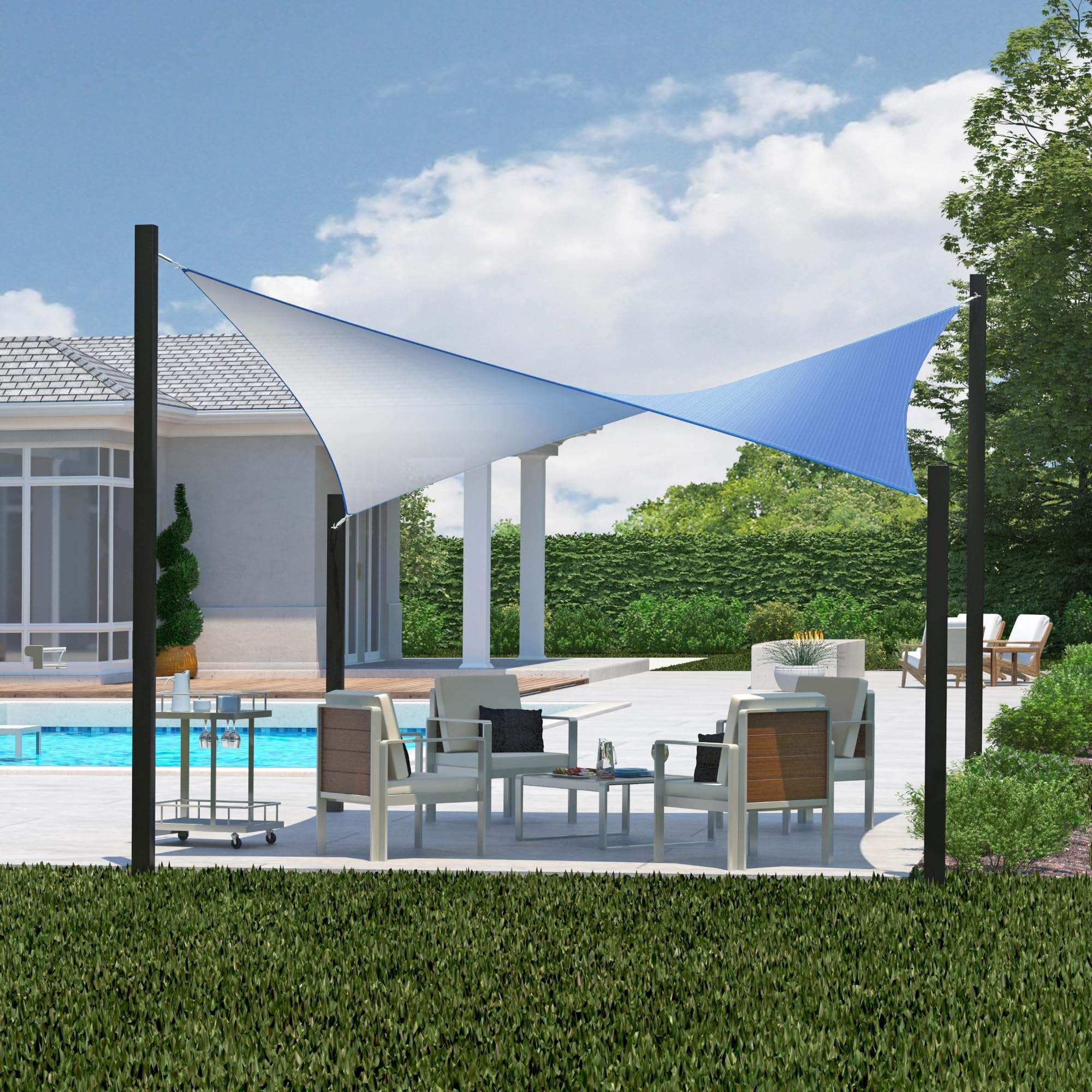 Coolaroo 95% Uv Block Dualshade Outdoor Sun Shade Sail With Hardware Kit, 12' Square, Santorini