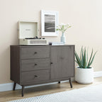Crosley Furniture Lucas Media Console and Record Player Stand with Storage for Vinyl Records, Gray