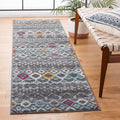 SAFAVIEH Amsterdam Collection Runner Rug - 2'3'' x 14', Dark Grey & Ivory, Moroccan Boho Design, Non-Shedding & Easy Care, Ideal