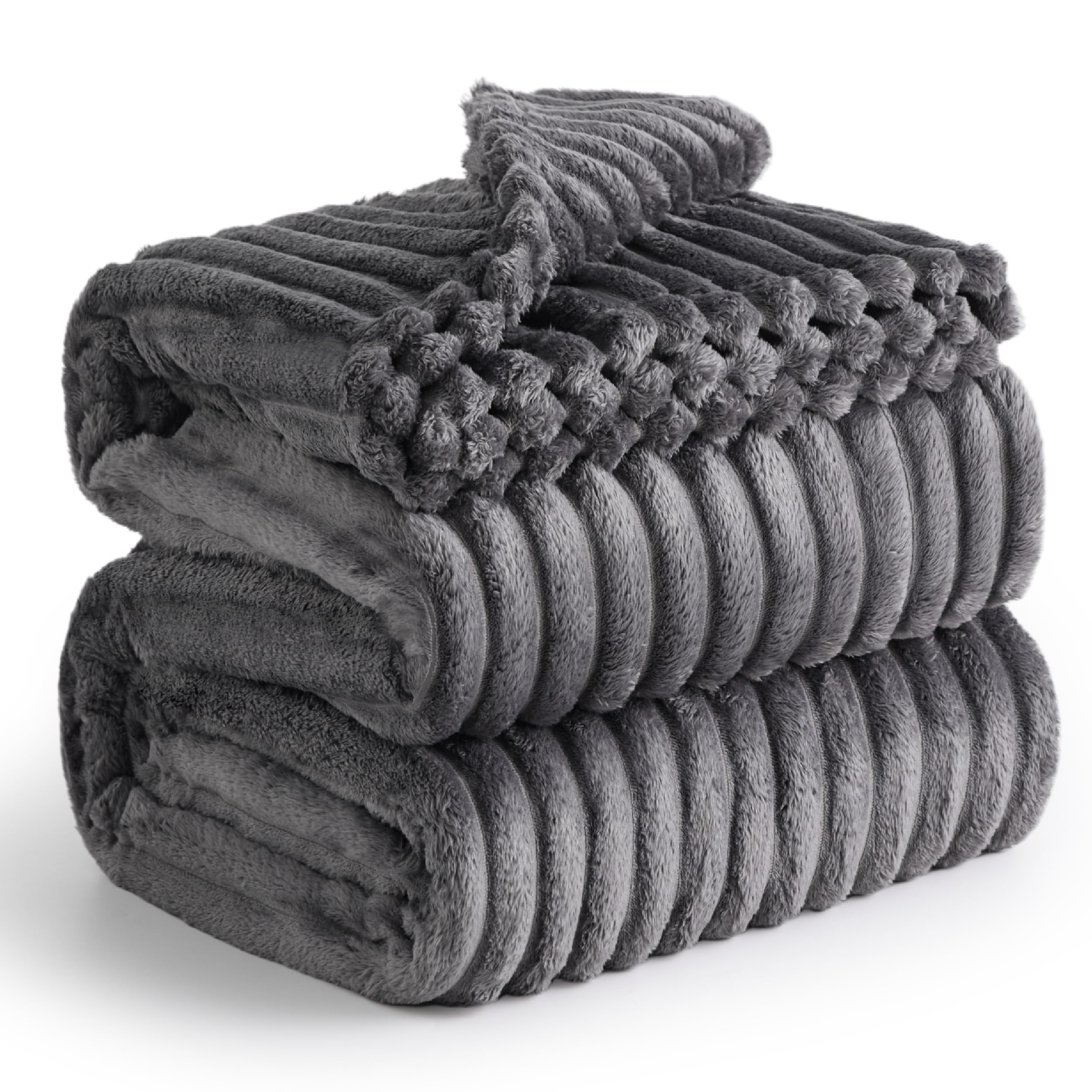 Bedsure Grey Fleece King Blanket For Couch - Super Soft Cozy Blankets For Women, Cute Small Blanket For Girls, 108X90 Inches