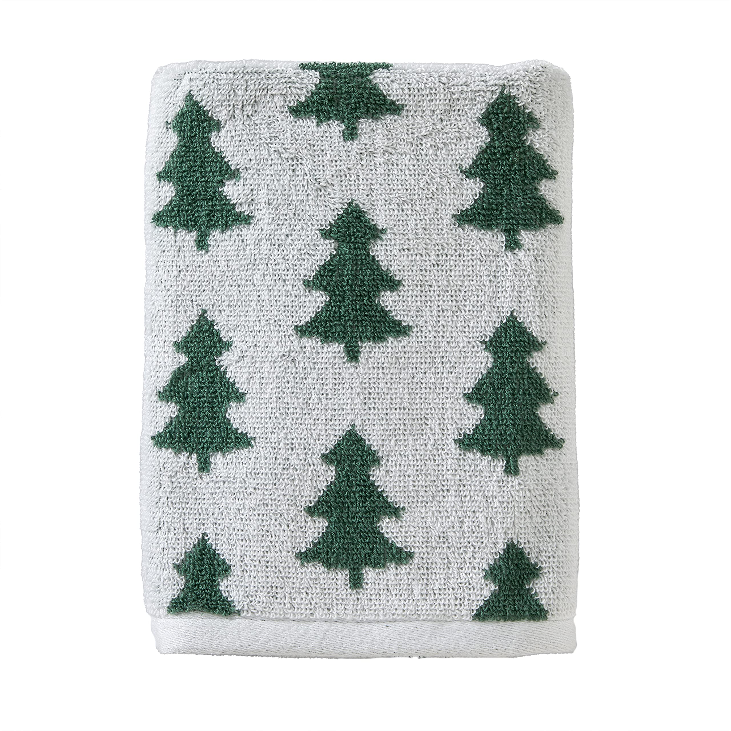 SKL Home Fall/Winter Holiday Trees Bath Towel, Green/White