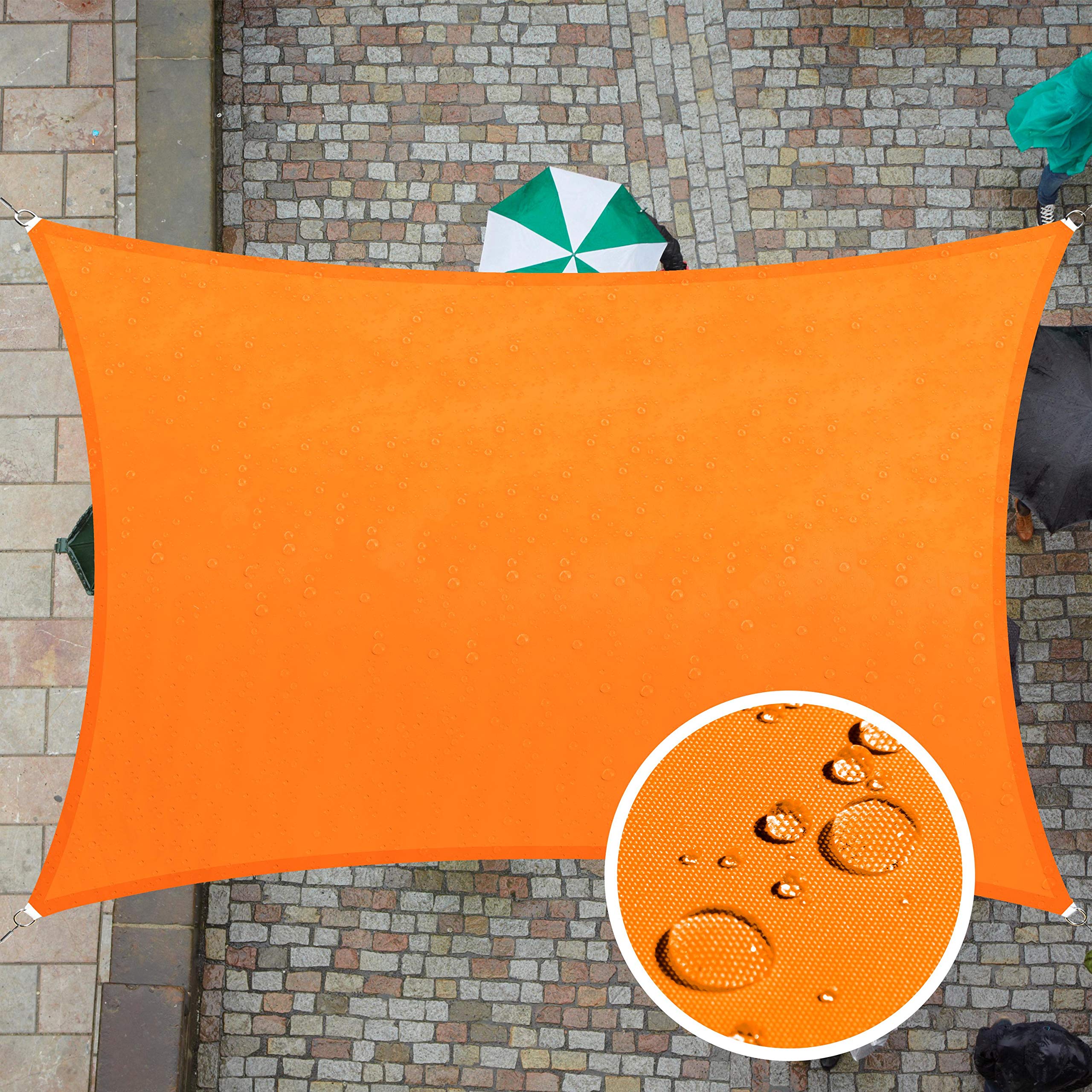 Colourtree 7' X 12' Orange Rectangle Waterproof Sun Shade Sail Upf50 Canopy Awning Shelter Fabric, 95% Uv Blockage & Water Resis