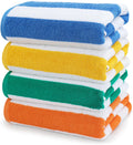 Utopia Towels [4 Pack Cabana Stripe Beach Towel, (30x60 Inches) Oversized 100% Ringspun Cotton Pool Towels, Highly Absorbent Bat