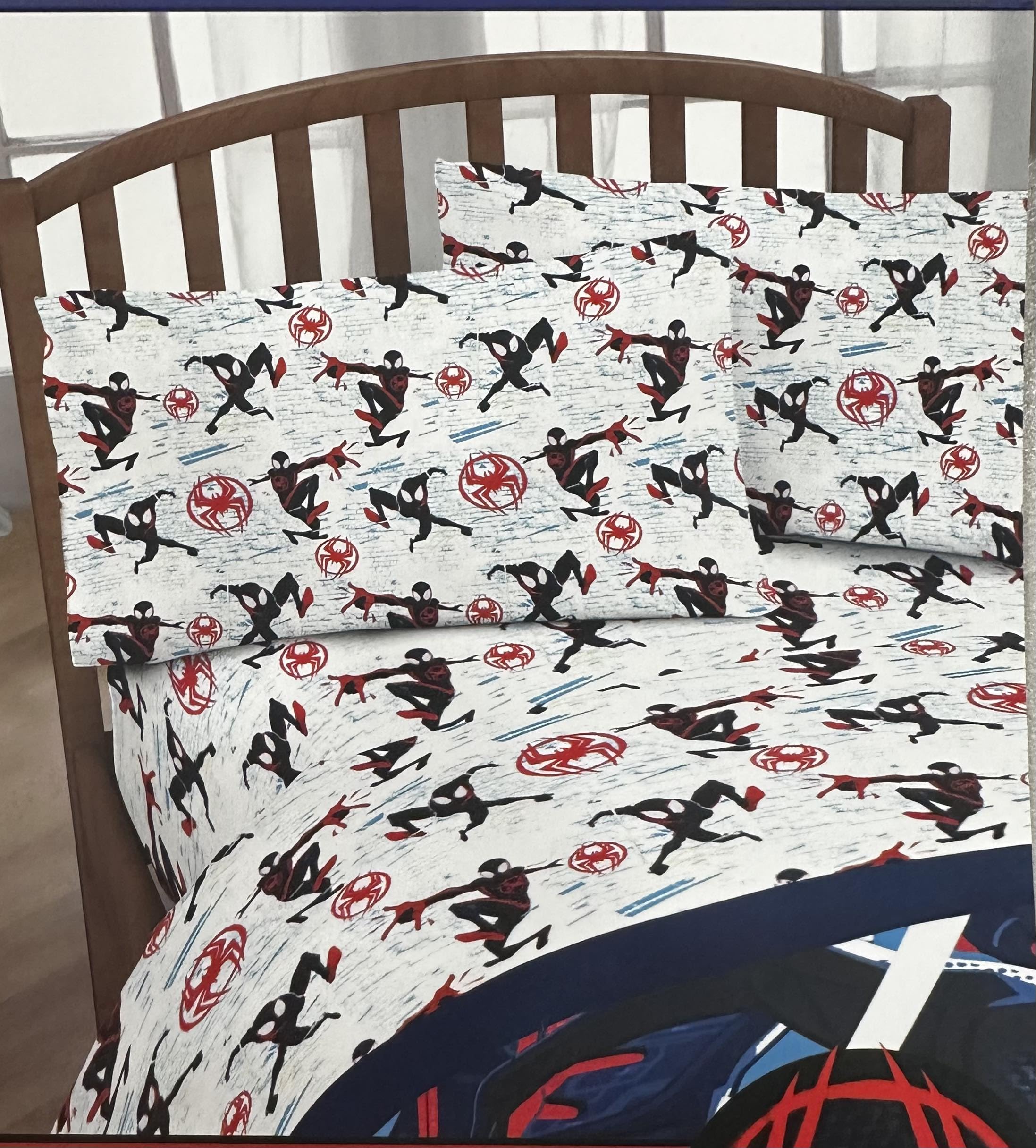Jay Franco Twin Size Sheet Set 3 Pieces Kids Set (Spiderman Morales), Pink, Black, JF14545