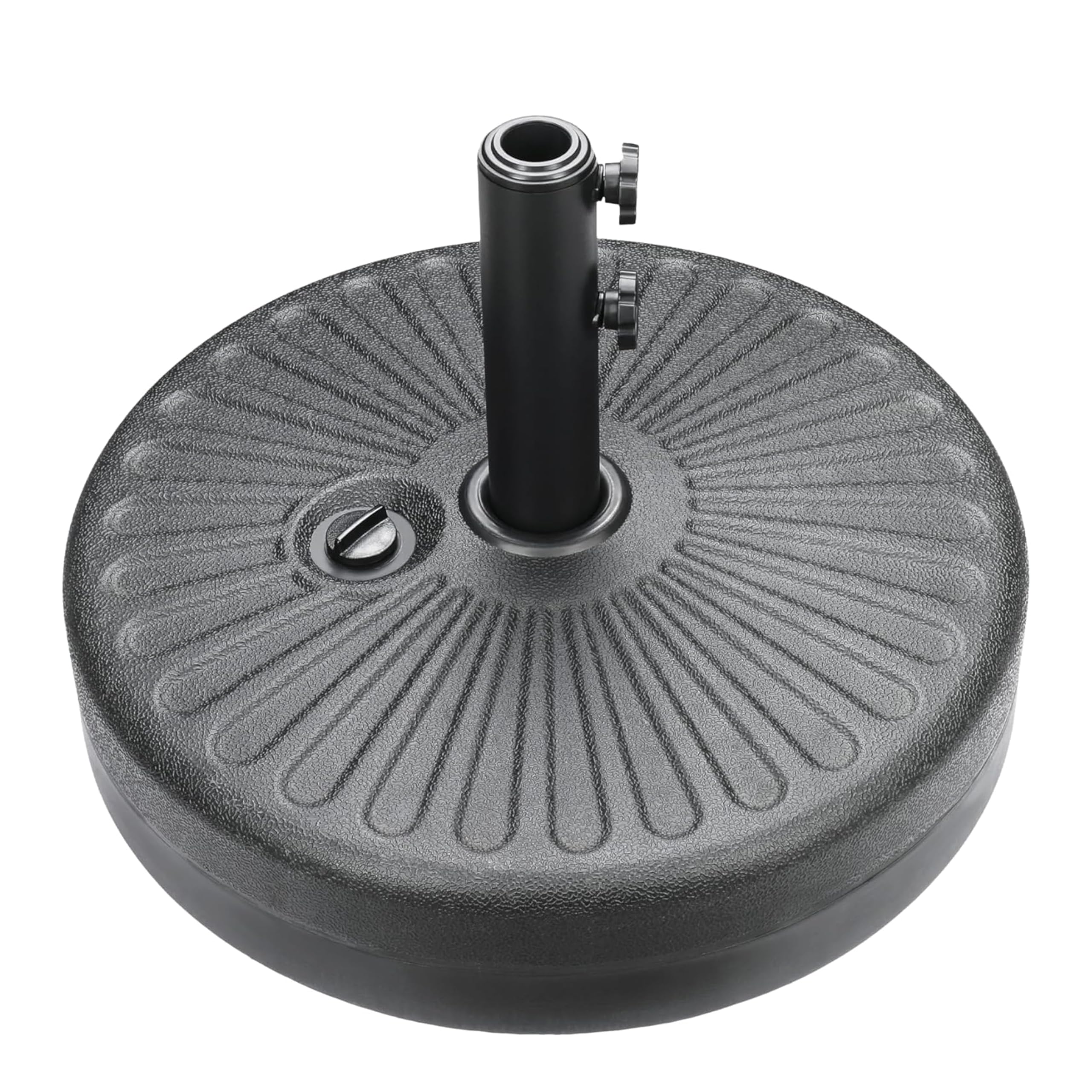 Healsmart Outdoor Patio Umbrella Base Stand 50Lbs Heavy Duty Water Filled Holder For Lawn & Garden, Round, Black