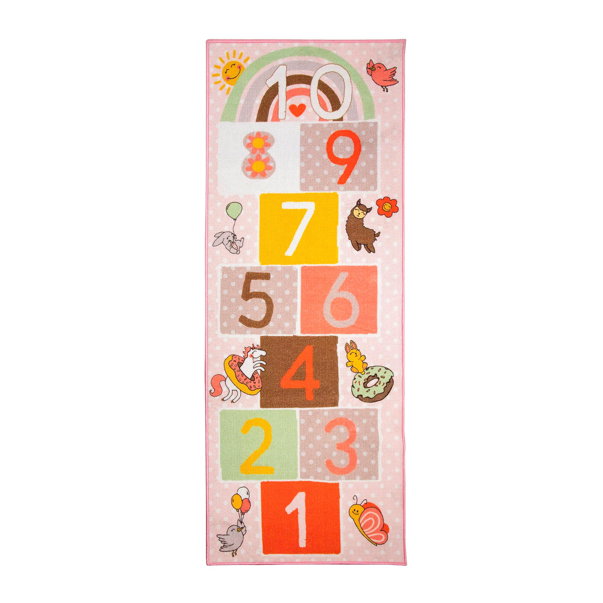 Hopscotch Squad Hop & Count Hopscotch Rug For Play Space & Room Decor With Skid-Proof Backing, 79    L Ong X 29    Wide - Classi