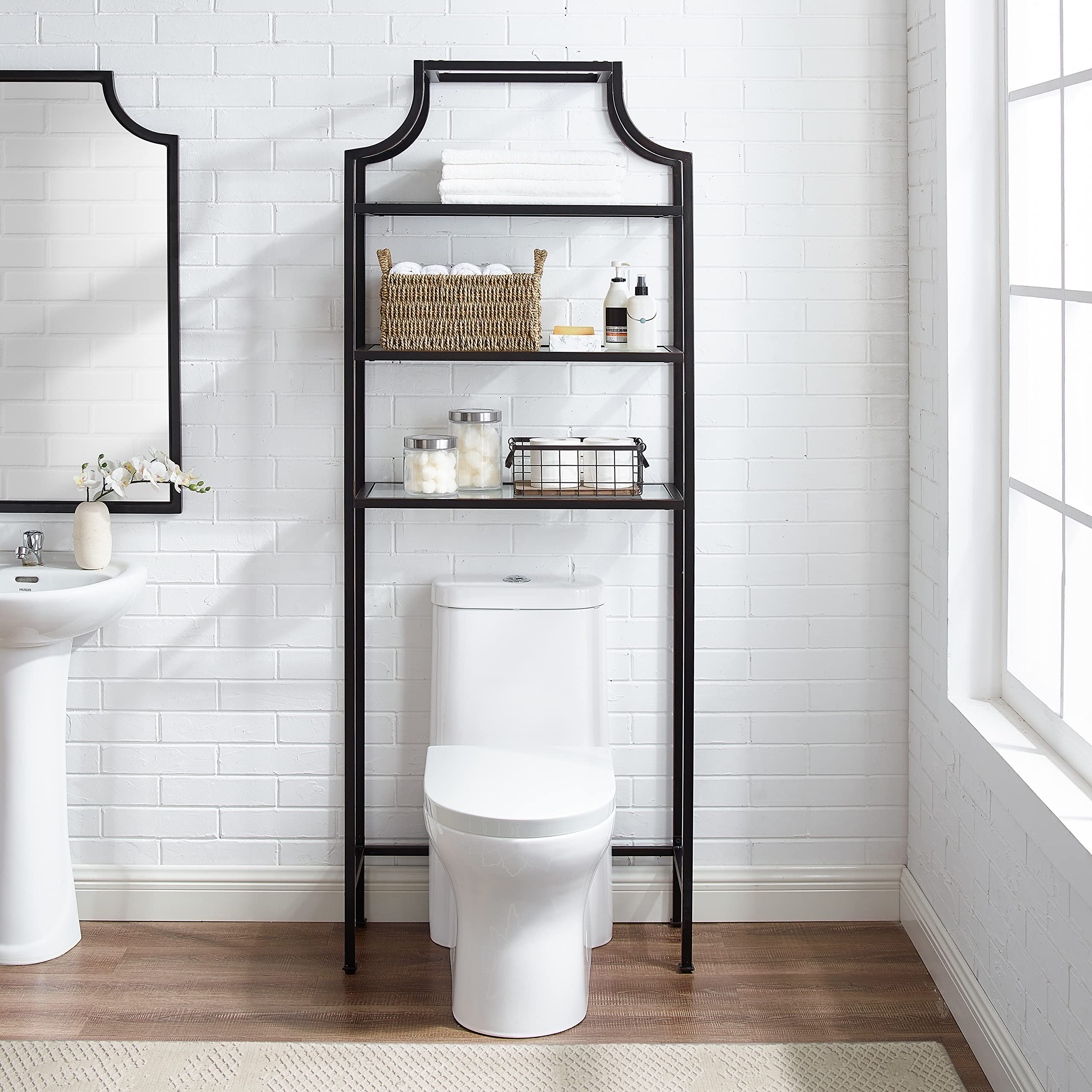 Crosley Furniture Aimee Over The Toilet Storage And Bathroom Organizer With Shelves, Oil Rubbed Bronze