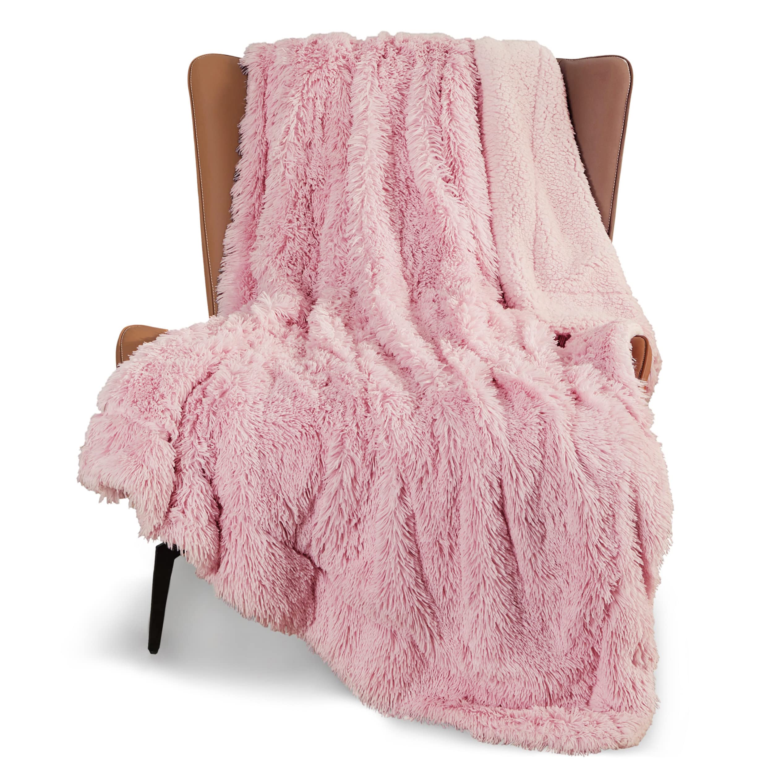 Bedsure Faux Fur Twin Blanket Pink - Fuzzy, Fluffy, And Shaggy Faux Fur, Soft And Thick Sherpa, Tie-Dye Decorative Gift, Twin Si