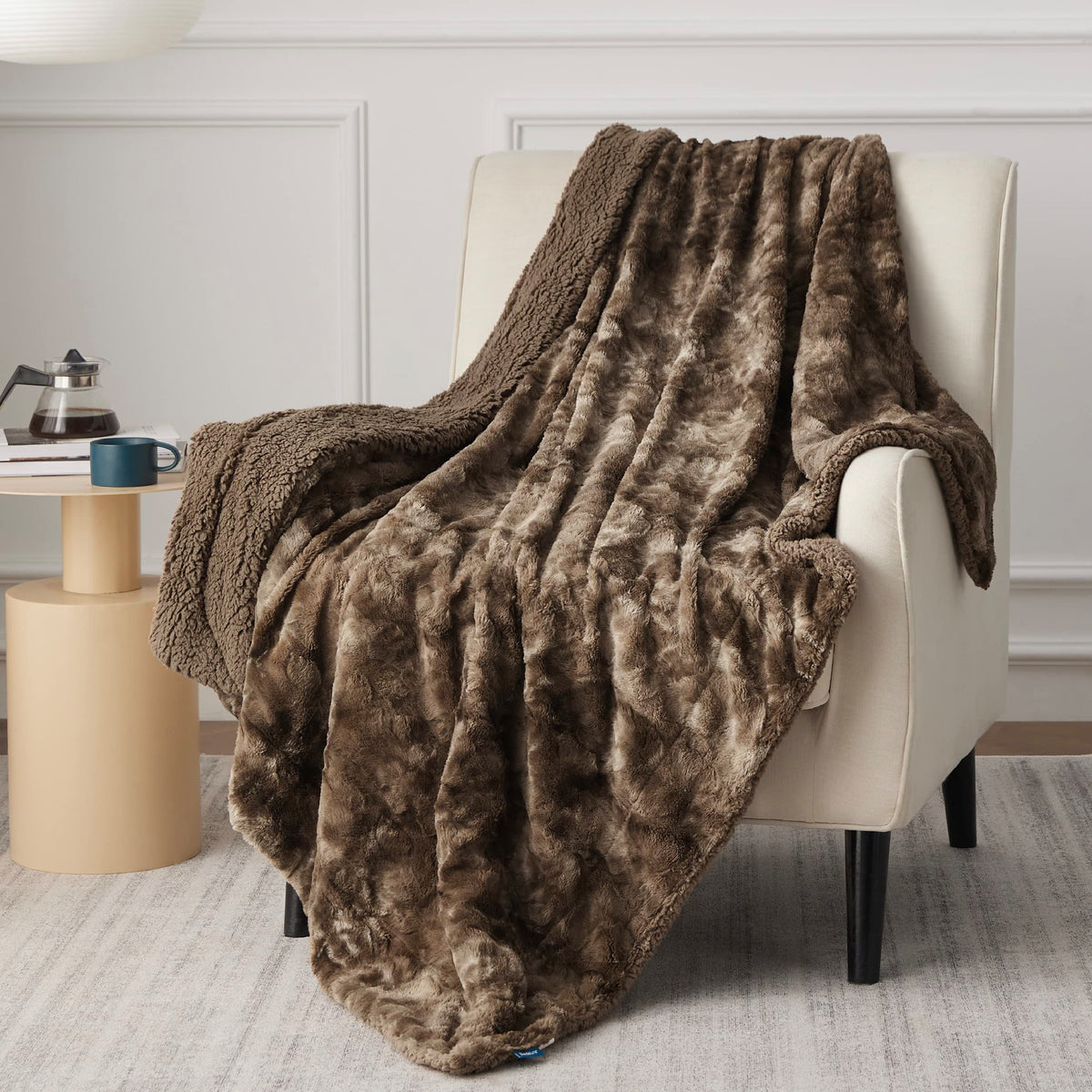 Bedsure Fuzzy Blanket Twin Size - Brown, Soft And Comfy Sherpa, Plush And Furry Faux Fur, Reversible Twin Blankets For Couch, So