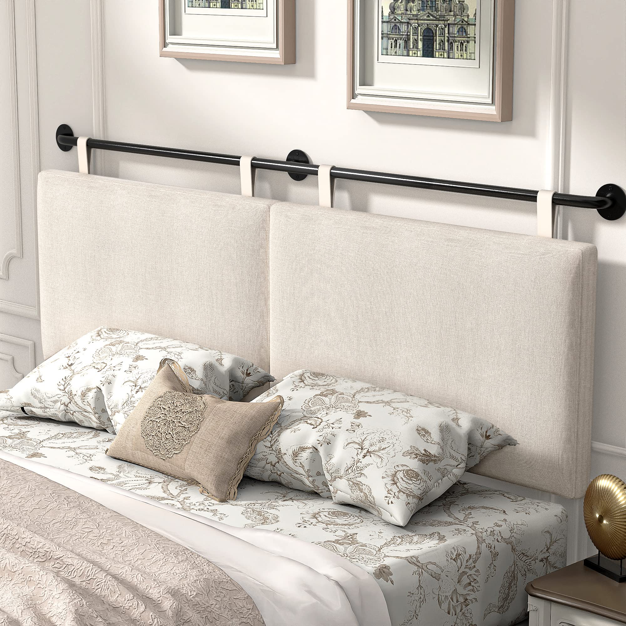 HouseMila Headboards for Queen Size Bed, Wall Mounted Headboard with Fine Linen Upholstery and Button Tufting, Adjustable Heigh 