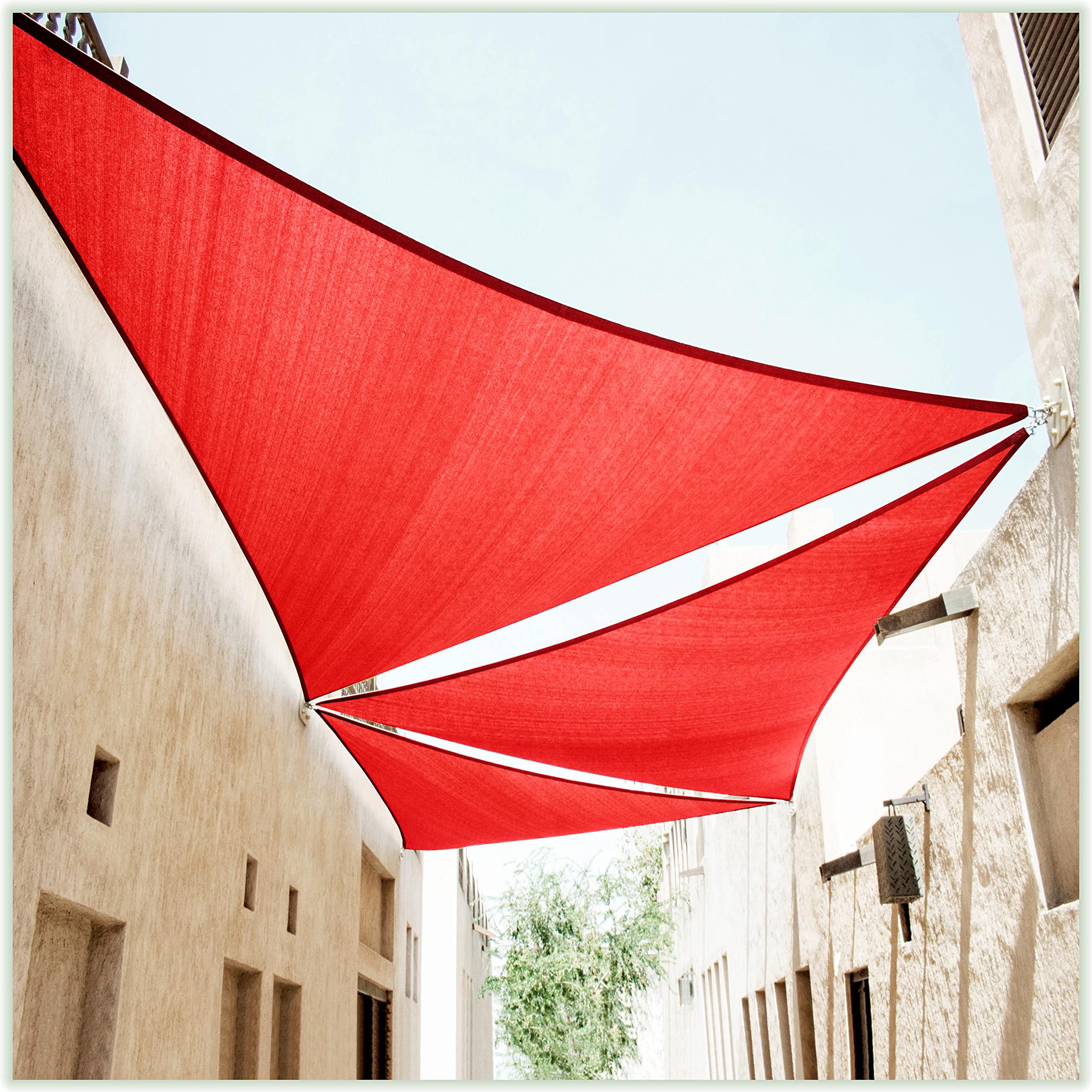 Colourtree 10' X 10' X 10' Red Sun Shade Sail Canopy Mesh Fabric Uv Block Triangle Tapt10 - Commercial Standard Heavy Duty - 190