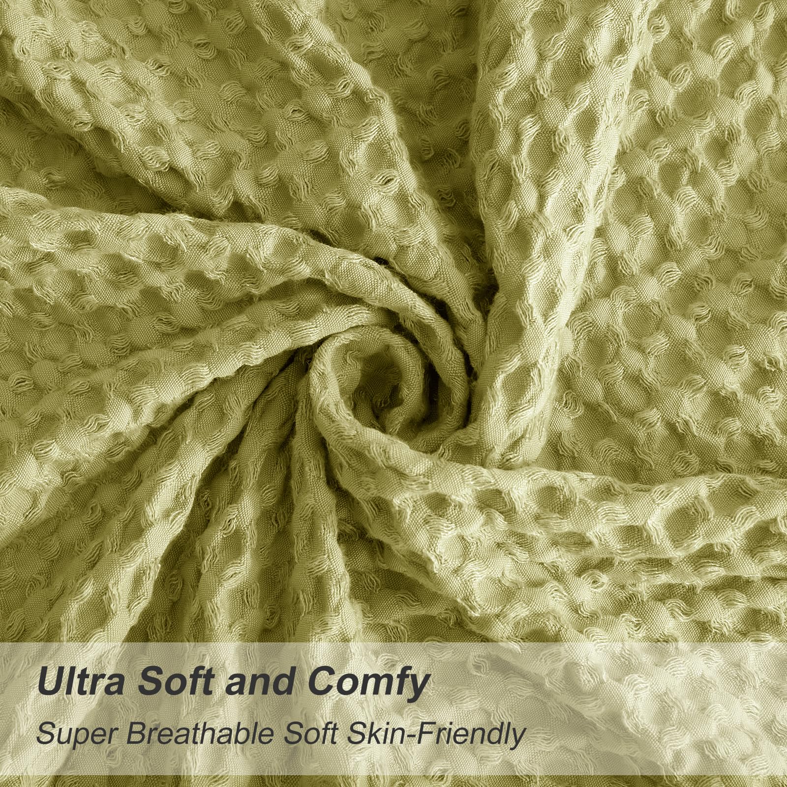 Phf Ultra Soft Waffle Weave Euro Shams Pillow Covers 26' X 26' 2 Pack, No Filling, Breathable Skin-Friendly Euro Throw Pillow Covers For Bed Couch Sofa, Olive Green