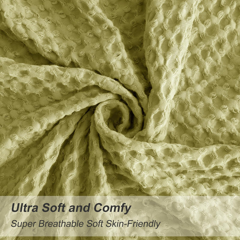 Phf Ultra Soft Waffle Weave Euro Shams Pillow Covers 26' X 26' 2 Pack, No Filling, Breathable Skin-Friendly Euro Throw Pillow Covers For Bed Couch Sofa, Olive Green