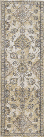 HomeRoots 8'X11' Ivory Sand Machine Woven Bordered Floral Vines Indoor Area Rug
