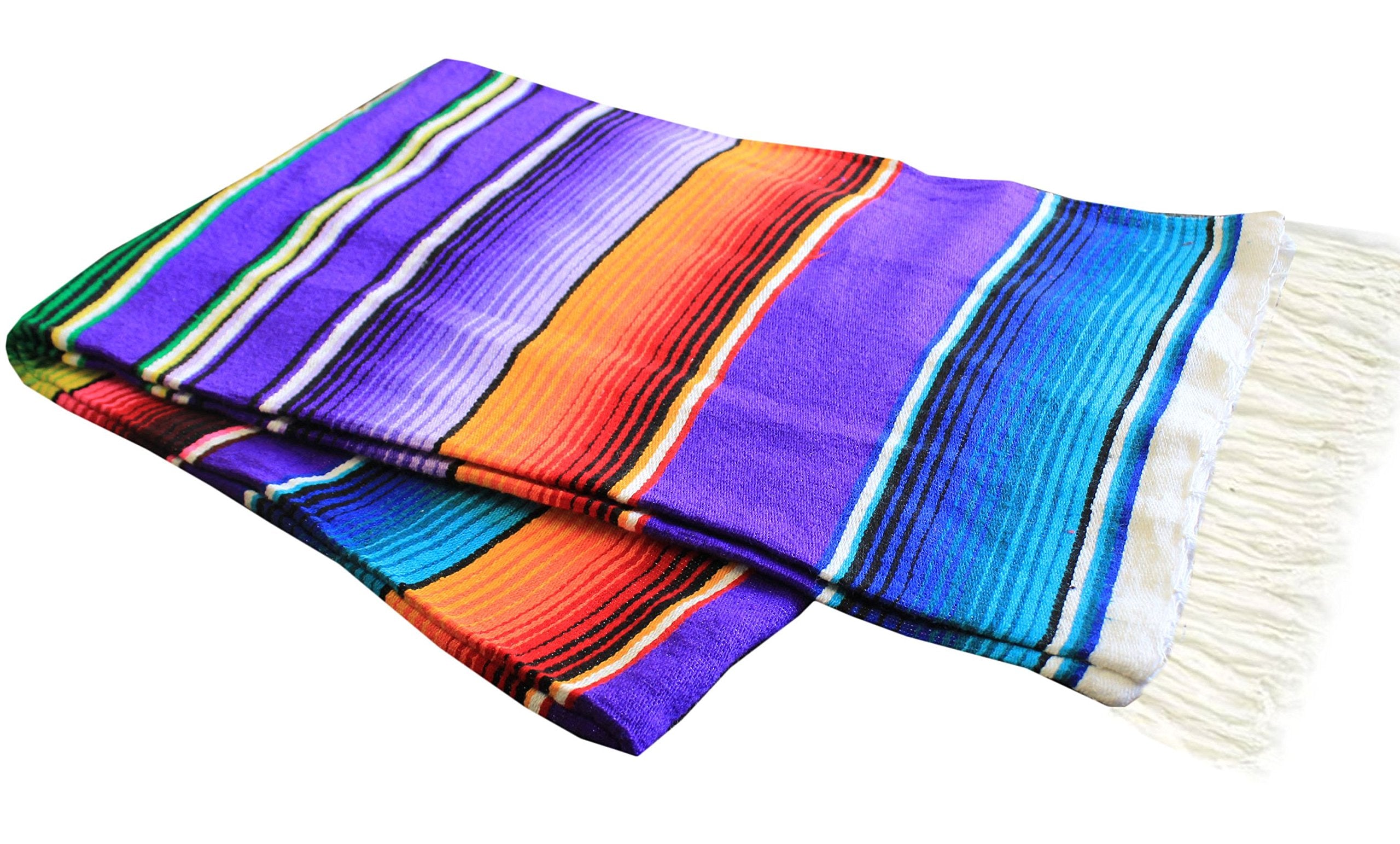 Del Mex Mexican Serape Blanket (X-Large, Purple)