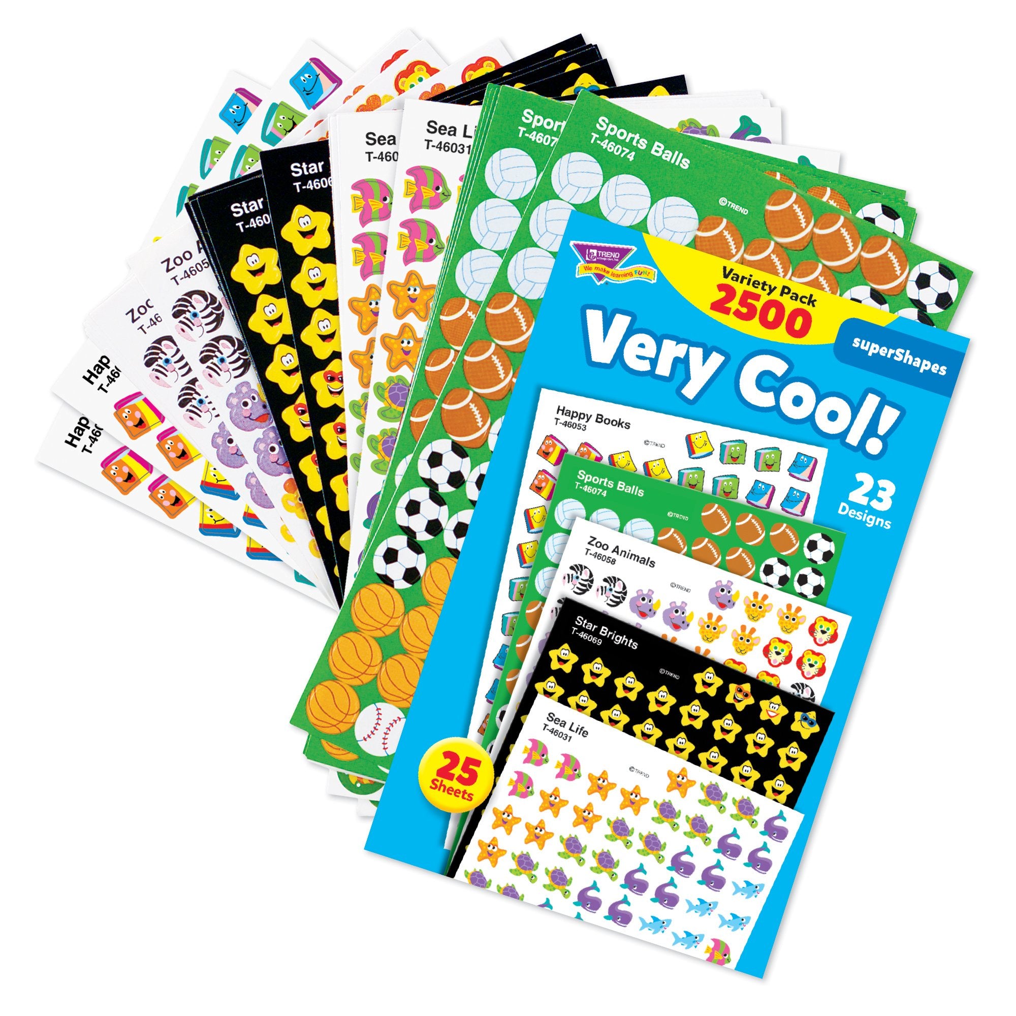 Trend Enterprises, Inc. Very Cool! Supershapes Stickers Variety Pack, 2500 Ct