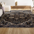 JONATHAN Y WSH105C-8 Cirali Ornate Large Medallion Machine-Washable Green/Navy/Cream 8 ft. x 10 ft. Area Rug, Easy to Clean, Non