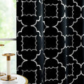 Purainbow Black Blackout Curtain Panels For Bedroom 84' Silver Foil Moroccan Metallic Print Energy Efficient Drapes For Bedroom
