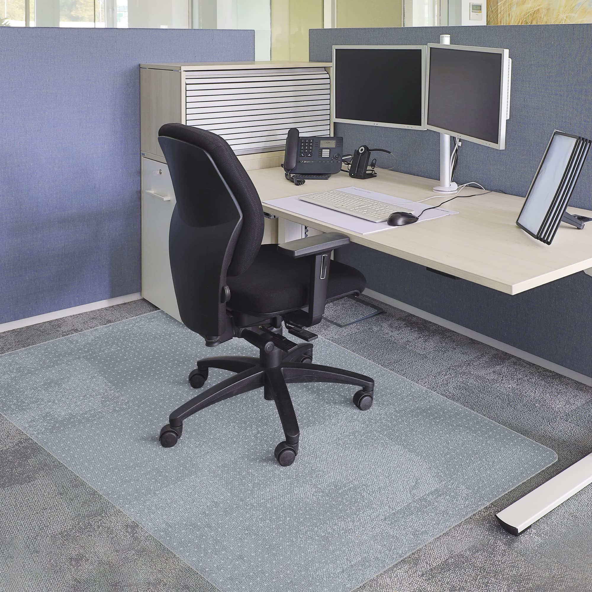 F2C 46'X 60' Clear Office Chair Mat With Lip For Low To Medium Pile Carpet, Rectangle Carpeted Surface Chair Mat, Bpa And Phthalate Free