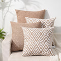 Hpuk Decorative Throw Pillow Covers Set Of 4 Geometric Design Linen Cushion Cover For Couch Sofa Living Room, 20'X20' Inches, Light Brown