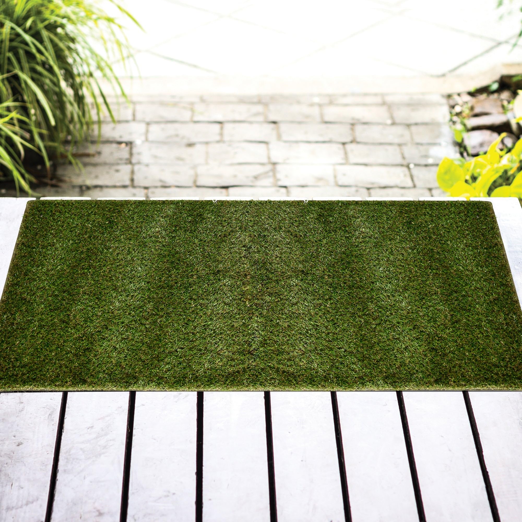Icustomrug Ivy, Thick Realistic Grass Mats 2' X 3' Synthetic Turf With Finished Edges, Indoor Outdoor Grass Pet Pad (Pack Of 2)
