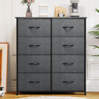 YITAHOME 8-Drawer Tall Fabric Dresser, Closet Chest of Drawers, 11.7D x 33.7W x 38.4H, A-black Grey