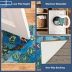 Liora Manne Esencia Machine Washable Non-Slip Low Profile Indoor/Outdoor Mat-Transitional, Whimsical, Fish, Nature, Koi Pond Aqua 2'5' X 3'11'